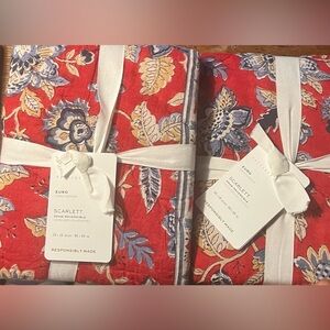 Set of 2 Pottery Barn Scarlett Handcrafted Reversible Euro Shams New
